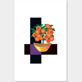 Tangerine tree in a golden vase Posters and Art